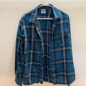 Old Navy Teal and Red Plaid Shirt